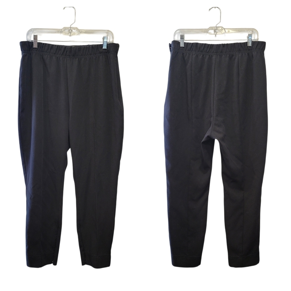 Sz XLP Black by Anthropologie Legging Trousers Side Zipper Zippered Ankles